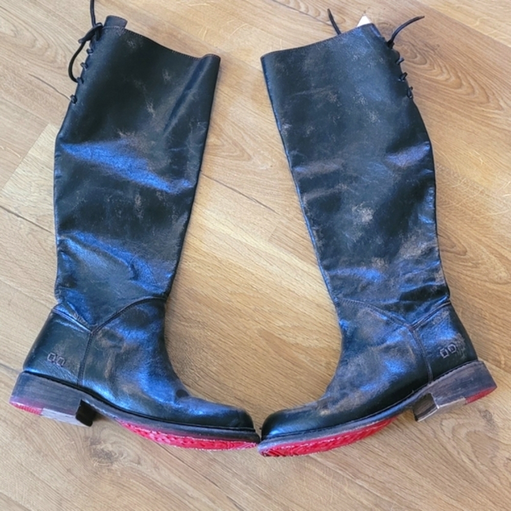 Bed Stu Black Distressed Tall Boots in women's size 7